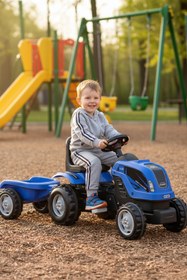 Resim HAK İŞ OYUNCAK Römorklu Pedallı Mavi Traktör 