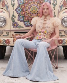 Resim RUFFLED TULLE CROPPED BOLERO JACKET WITH 3D PRINTED ACCESSORIES - 38 