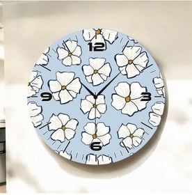 Resim Çiçek Temalı Renkli Baskı Papatya Desenli Sayılı Hediyelik Ahşap Sessiz Duvar Saati 50cm ÇOk Renkli 