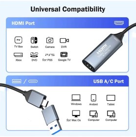 Resim Markofist 1080P 30 Fps Kamera Görüntüsünü Bilgisayar ve Telefona Aktaran HDMI Capture Kartı 