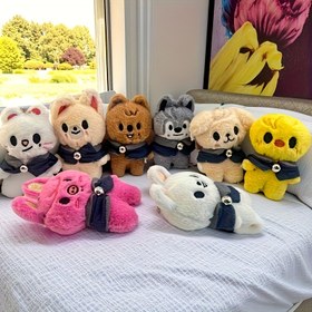 Resim Yeni Sevimli Peluş Oyuncak Köpek Tilki Kedi Domuz, Yumuşak Arkadaşlara Hediye Yapmak İçin Uygun Tatil Doğum Günü Hediyeleri 