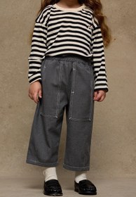 Resim Çift İğne Çocuk Pantolon Koyu Gri - Koyu Gri / 7-8 Yaş 