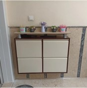 Resim KASER 2 2 Yatay Kahve Krem Metal Ayakkabılık 