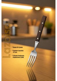 Resim Hand Craft Serisi Steak Et Bıçağı Çatalı 6 Lı Set Mutfak Bıçak Seti Hds-69 Kahverengi 