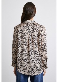 Resim Never More Zebra Desen V Yaka Gömlek Taş Taş 
