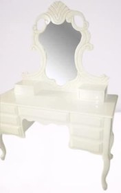 Resim Makyaj Masa 19440 Dresuar 9ÇEKM Kayın Aslan Ayak Parlak Beyaz Aslan Baş El yapım 