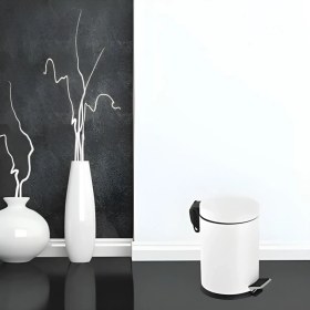 Resim Şık Beyaz Paslanmaz Çöp Kovası 5 Litre, Ev, Ofis, Mutfak, Banyo ve Balkon Için Uygun 