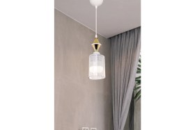 Resim Akses Karo Gold Tekli Optik Üçgen Şeffaf Sarkıt Salon Yemek Odası Oturma Odası Antre Mutfak Çocuk Odası Yatak Odası 