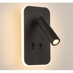 Resim Cata Ct-5253 Tuvalu Ev-yatak-oturma-çalışma-okuma Odası Aydınlatma Çift Kademe Led Duvar Lamba Siyah Aplik 3000k Günışık 