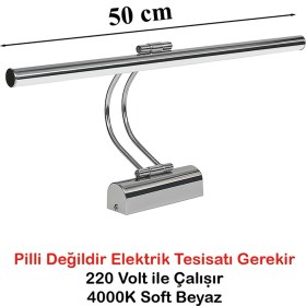 Resim Goes Flüt LED Aplik 50 cm 4000K Soft Beyaz | Modern Duvar Aydınlatma | Enerji Tasarruflu Banyo, Tablo ve Çalışma Masası Lambas 