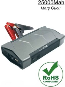 Resim Havana A6 Jump Starter Akıllı Akü Takviye Şarj Bakım Seti 25000mah Marş Gücü Led Panel 