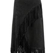 Resim Kadınlar için Şık Siyah Püskül Maxi Etek - Yüksek Bel, Akışkan Tasarım ile Püskül Detayı, Günlük veya Resmi Durumlar için Mükemmel, Yüksek Bel Etek 