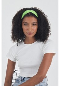 Resim Kadın Pamuklu Penye, Kaymaz, Yumuşak, Esnek, Stilinle Öndesin Saç Bandı Bandana - Tek Ebat / Yeşil Yeşil 