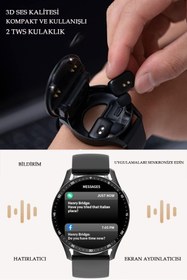 Resim Genel Markalar Bluetooth Kulaklıklı 2si 1 Arada Gps/nfc/siri Destekli Deri Kordonlu Watch Akıllı Saat 