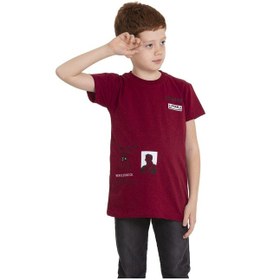 Resim Bordo Courage Baskılı Bisiklet Yaka 5-16 Yaş Tişört 2007-8 Bordo 