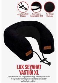 Resim Viscofoam Lux Ortopedik Seyahat Yastığı Visco Boyun Destekli Seyahat Yastığı - Siyah Ergo Travel 