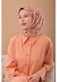 Resim Silk Home Soft Eşarp 73091-36 Turuncu, Kahve, Beyaz, Taş 