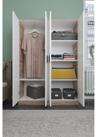 Resim ABETEMOBİLYA Abete-4 Kapılı Ceviz -Beyaz Gardırop 