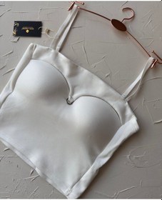 Resim Chole İthal Pamuklu Göğsü Cut-out Halka Kaplı Detaylı İnce Askılı Beyaz 