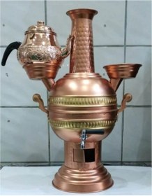 Resim Bakır 1 Demlik Tombul Model 4 L Semaver 