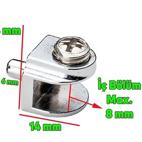 Resim Badem10 Cam Raf Tutucu Metal Cam Etejer Pimli Krom Metal Vidalı (4 Adet) 