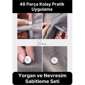Resim Svein Pratik Yorgan ve Nevresim Kılıfı Sabitleme Aparatı Tutucu Iğnesi Yastık Yatak Örtüsü Klipsi Seti 