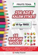 Resim Hafsa Ticaret 256 Adet Kalem Etiketi Meyveler - Fruits Tema Isimli Kişiye Özel Okul Etiketi 