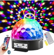 Resim GÜZELYÜZ AVM Küre Disko Topu Bluetooth Bağlantılı Usb Müzik Çalar Renkli Lazer Parti Işığı Kumandalı Uyumlu 