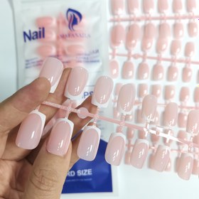 Resim 120 adet Pembe ve Nude Kare Basit Tırnak, Orta Uzunluk, Parlak Yüzey, Saf Renk Fransız Tarzı Sahte Tırnak Seti, Yeniden Kullanılabilir Yapay Manikür |Gelin Tırnakları |Düğün Tırnakları 