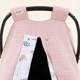 Resim Puset Örtüsü - Çift Taraflı - Pudra Muslin - Yeşil Çiçekler 