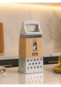 Resim Paslanmaz Çelik 4 Taraflı Rende Ergonomik Tutma Saplı Çok Amaçlı Mutfak Rendesi Br-6832 Gri 