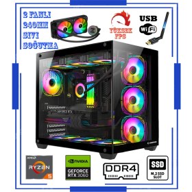 Resim Zeiron King X12 Ryzen 5 5600X 32GB 256GB M.2 Ssd+1tb HDD RTX3050 6GB 192BIT Sıvı Soğutmalı Oyuncu Masaüstü Bilgisayar 