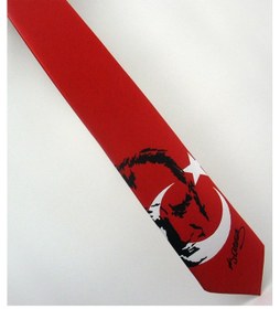 Resim Gaffy Ay-yıldız Ve Atatürk Desenli Dokuma Kırmızı Kravat - Ak-06 Çok Renkli 