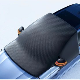 Resim Meridiangoods Black Orange Rüzgarlık Kar Örtüsü Manyetik Buz Önleyici Universal Mevsimler İçin Kolay Kurulum Yan Cam Koruma Oxford Kumaş 
