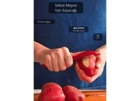 Resim Jet’s Home Meyve Soyacağı Paslanmaz Sebze Soyacağı Yan Soyacak Çelik Kırmızı 17 cm 