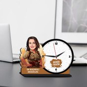 Resim Kadın Arkeolog Karikatürlü MDF Masa Saati 
