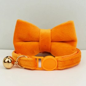 Resim Cat collar with bow tie, cat collar with safety bell, 92726 - ORANGE Leash + Bowtie / L 