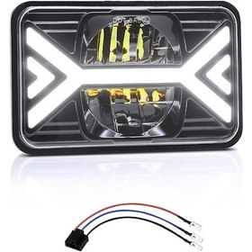 Resim Neevoyu 5 İnç Kare Led Araba Kamyon Farı X Tipi Yansıtıcı Kupa - H4 Bağlantı 3 Pin Dönüştürücü Kablosu - 1 Adet - 6000k Beyaz/3000k Amber Işık 