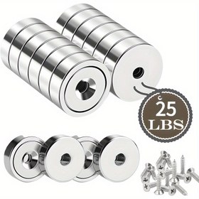 Resim 14 yuvarlak delikli manyetiklerin bir seti, her biri 11.34 KG tutabilir ve 18×3/5/10Mm ölçüsündedir. Endüstriyel, ev ve depolama uygulamaları dahil olmak üzere çeşitli senaryolarda kararlı yapışmayı sağlar. Güvenilir sabitleme ve metal objelere etkin erişim, endüstriyel montaj, ev düzenleme ve depo yönetimi için verimliliği artırmada önemlidir. Neodimiyum manyetik, ekstra güçlü manyetik, manyetik 