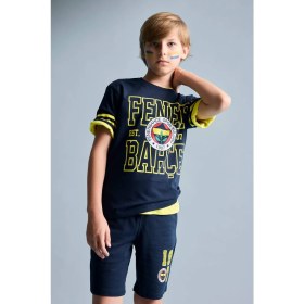 Resim DeFacto Fenerbahçe New Regular Fit Bisiklet Yaka Kısa Kollu Siyah Tişört Erkek Çocuk H7868A826HS 