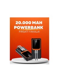 Resim 20.000 Mah Powerbank 22.5w Hızlı Şarj, Çok Kablolu, Dijital Göstergeli Çok Renkli 