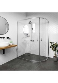 Resim Blackline Asimetrik Oval 5Mm Temperli Duşakabin H:190 90 x 120 CM 