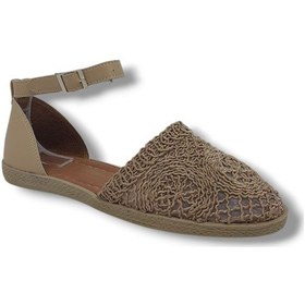 Resim Zerhan 250 Kadın Vizon Makrome Örgü Sandalet Ayakkabı Vizon 