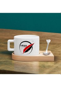Resim Bk Gift Kişiye Özel İsimli Avukat Tasarımlı-11, Ahşap Altlıklı Seramik Fincan, Meslek Hediyesi, Yeni İş Hediyesi Kobitmeyen137920 Bk Gift 