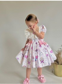 Resim Lolipop Beyaz Kız Bebek Elbise,doğum Günü Elbise,fotoğraf Çekim Elbise,0-12 Yaş Uygun Beyaz 