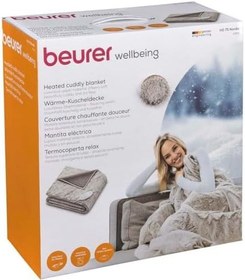 Resim Beurer HD 75 Nordic elektrikli battaniye, kürk görünümlü yumuşak sıcak battaniye, 6 sıcaklık kademesi, makinede yıkanabilir, otomatik kapanma, bej/kahverengi, 180 x 130 cm 