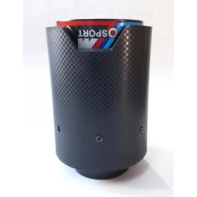 Resim Egzozcum 90 Mm. Karbon Tekli Çizgili Msport Logolu Egzoz Eksoz Ucu Uyumlu 