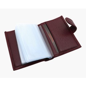 Resim Westpolo Hakiki Deri Kağıt Para Ve Bol Şeffaf Kart Bölmeli Patlı Unisex Kartlık - Bordo Bordo 