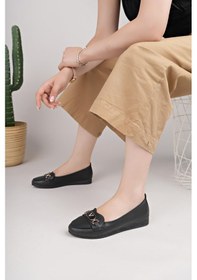 Resim Nesilshoes Nesil Shoes Mhd 64 Siyah Taşlı Günlük Kadın Babet 