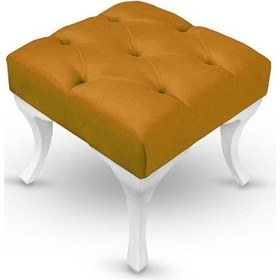 Resim Kapitoneli Kapı Önü Ayak Ucu Puf 45 45cm Turuncu 